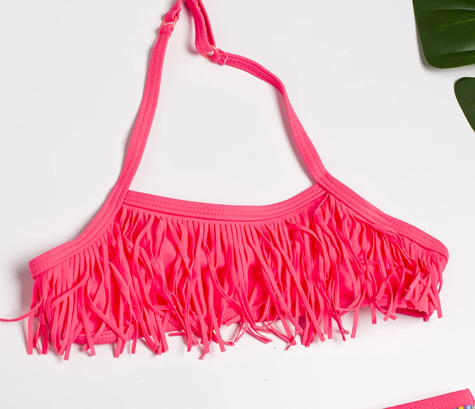 Для девочек Купальники с кисточками Стиль из двух предметов Детские купальники