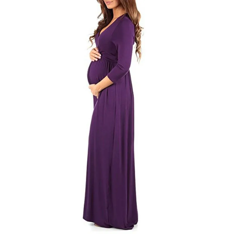 Длинные платья для беременных Одежда женщин однотонные прямые Vestidos весенняя