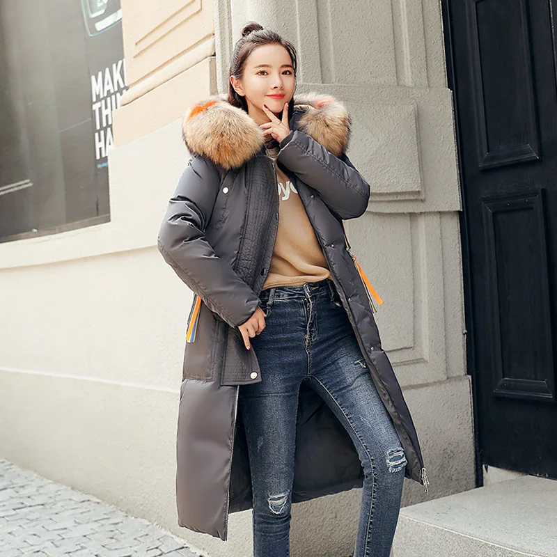 Новинка 2019 года женская зимняя куртка большой размеры Свободное пальто с длинным