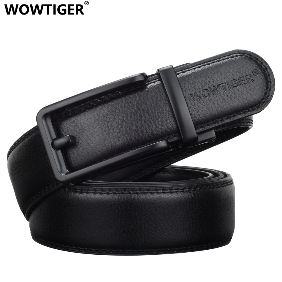WOWTIGER Fashion Designers Men Automatic Buckle Leather luxury Belts black Male Alloy buckle Belts for Men Ceinture Homme