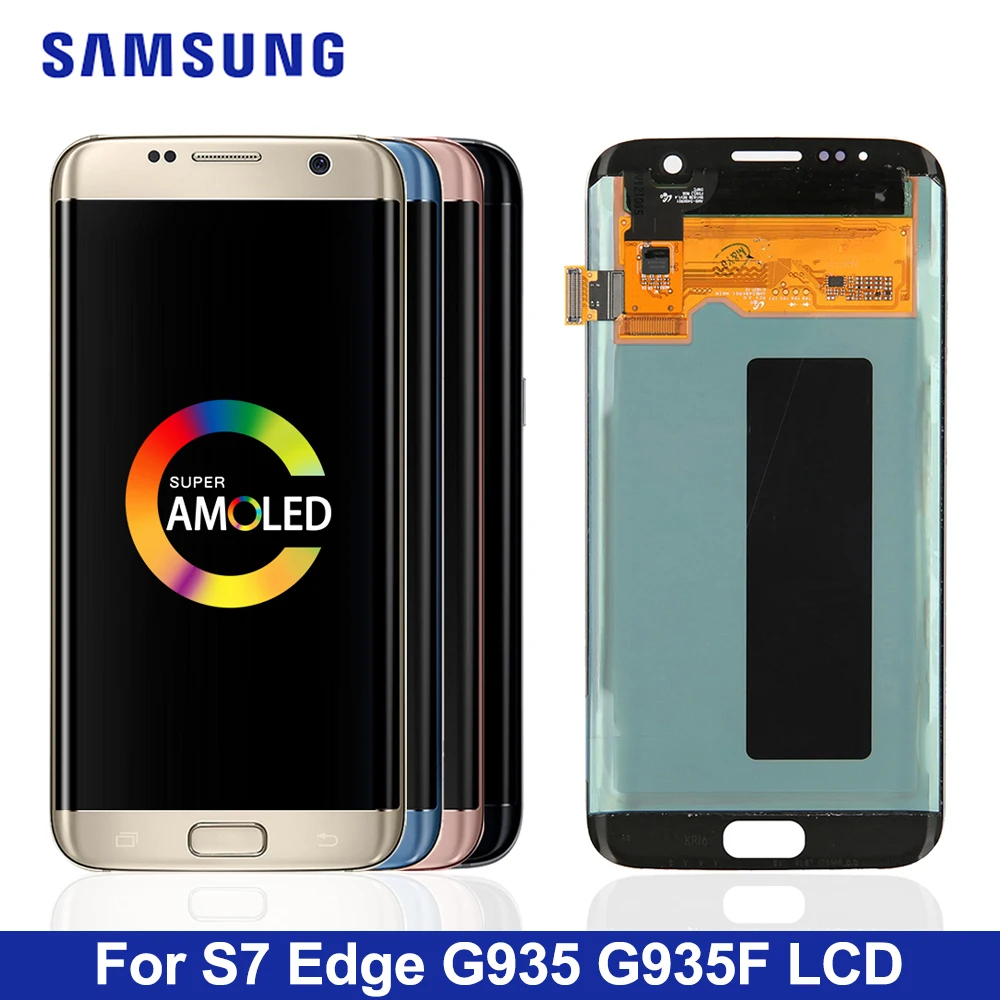 5,5 ''сменный ЖК-дисплей для samsung S7 Edge G935 G935F, ЖК-дисплей, сенсорный экран, дигитайзер с рамкой для samsung S7 edge, дисплей