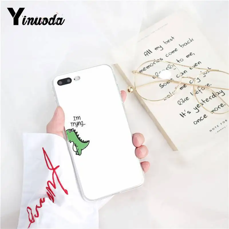 Yinuoda милый маленький динозавр узор мягкий чехол для телефона из ТПУ для iPhone 8 7 6 6S Plus X XS MAX 5 5S SE XR 10 чехол 11 11pro 11promax