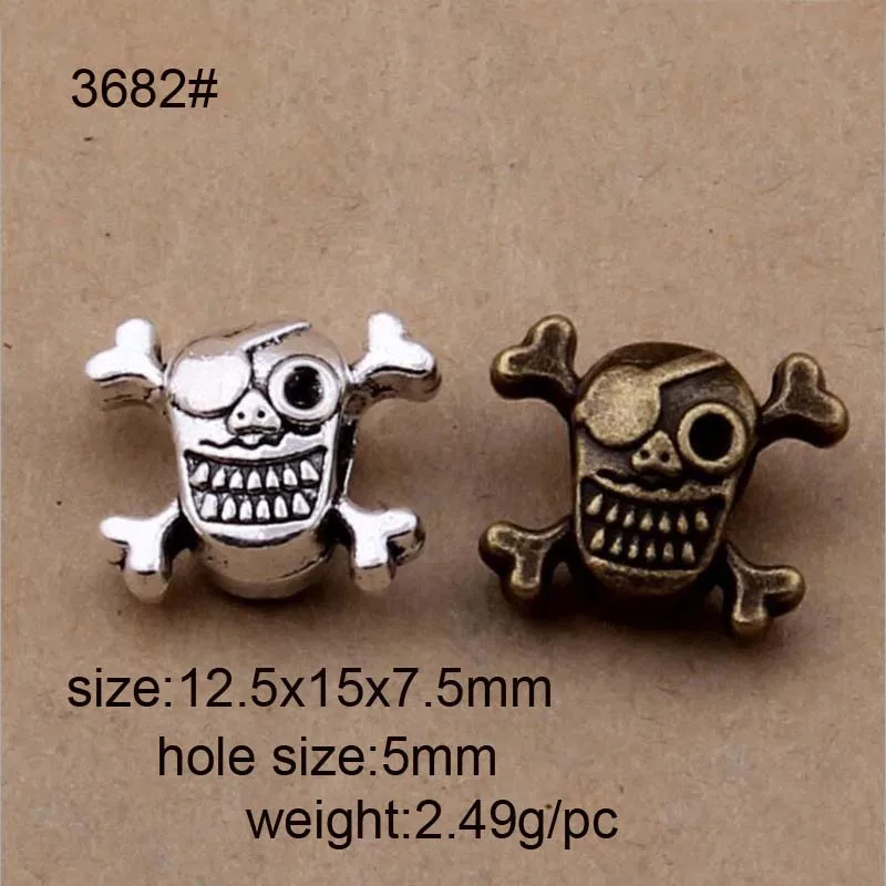 20 шт. 12,5x15x7,5 мм Античные Ailver покрытые бусины из сплава в форме черепа с большим отверстием подходит европейский браслет ювелирные изделия DIY