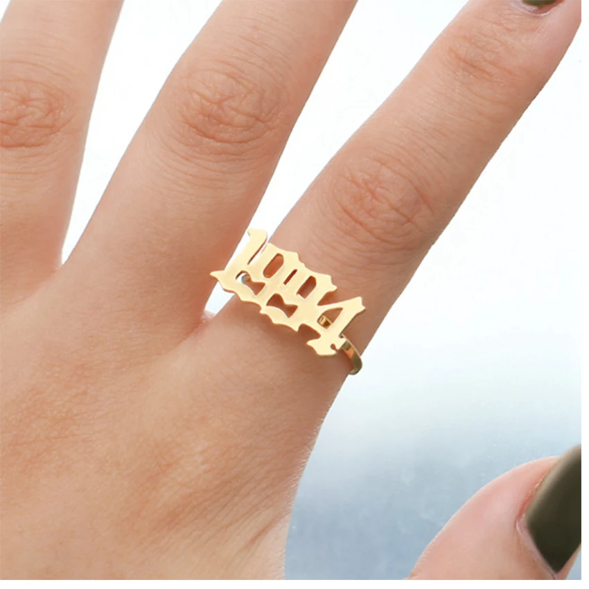 Старое Английское цифровое кольцо регулируемое на заказ для даты из нержавеющей