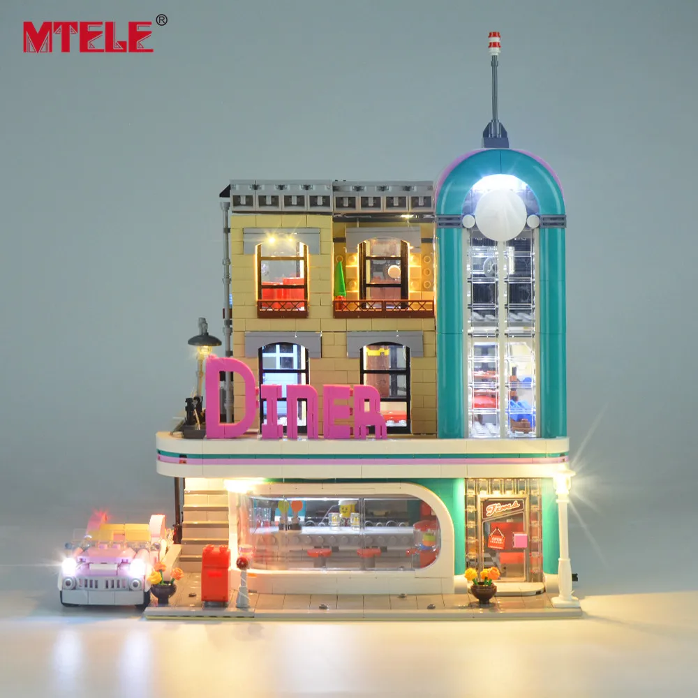 MTELE бренд светодиодный светильник Up Kit Игрушка для 10260 вниз город Diner Creator город уличный светильник ing комплект совместим с 15037