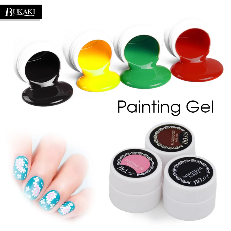 BUKAKI 12 Colors Paint Acrylic Nails Glue Bio Drawing Nail Art DIY Polish Painting UV Gel | Красота и здоровье