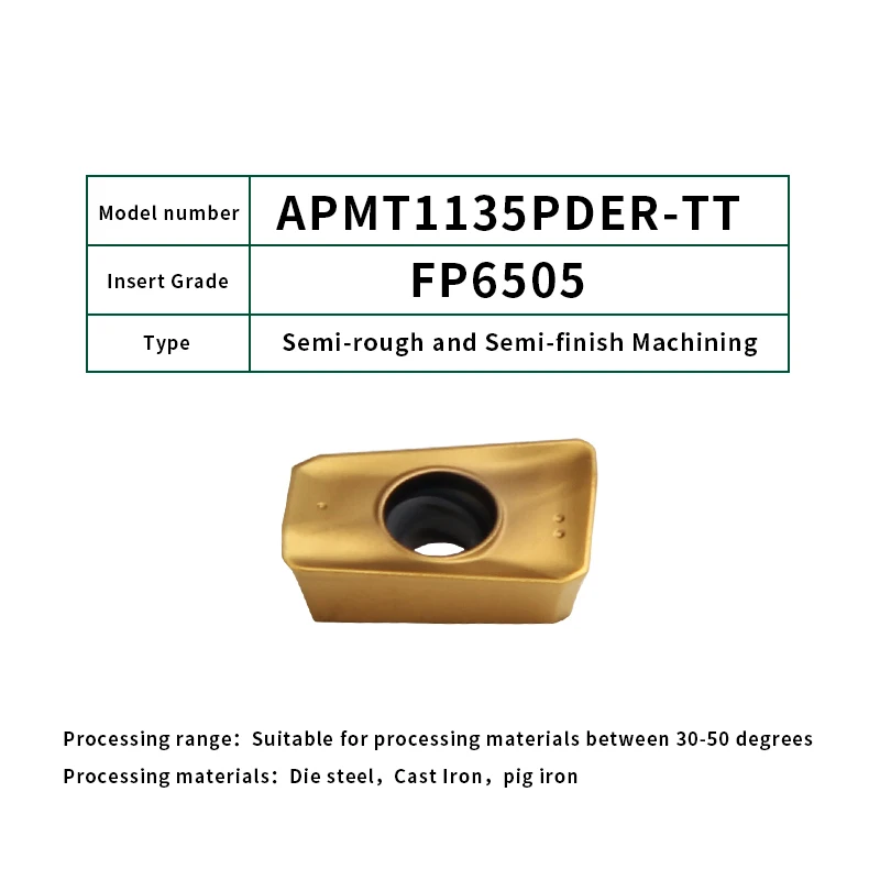 APMT1135PDER-TT-6505 FivePears 10 шт. APMT1135/1604PDER-H2 M2 TT твердосплавные вставки лицо мельница Фрезерный резак с ЧПУ инструмент - Длина режущей кромки: APMT1135PDER-TT-6505