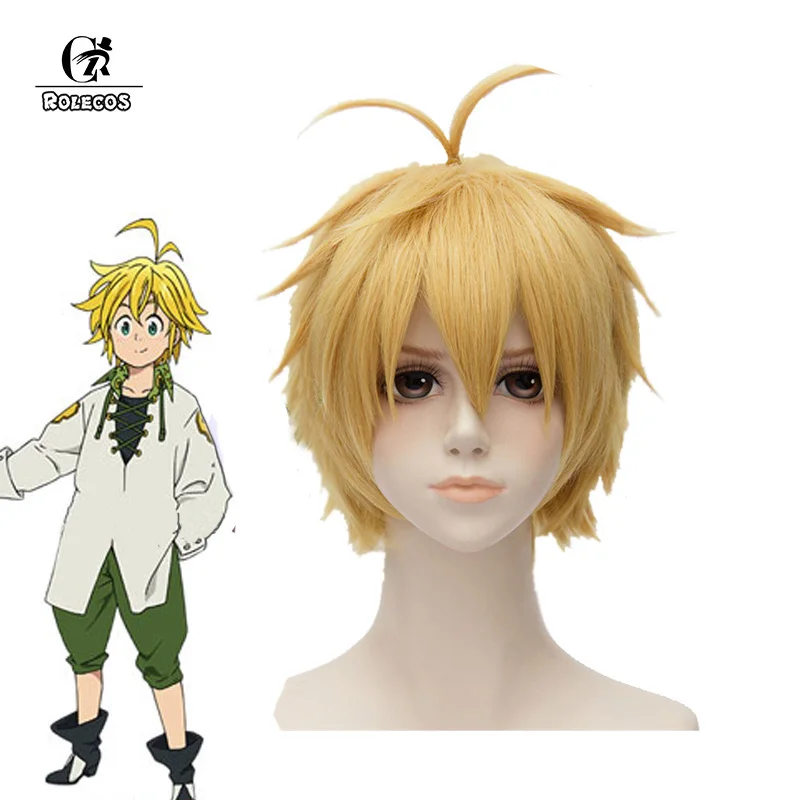 ROLECOS Meliodas косплей волос Семь смертных грехов Косплей головной убор желтые