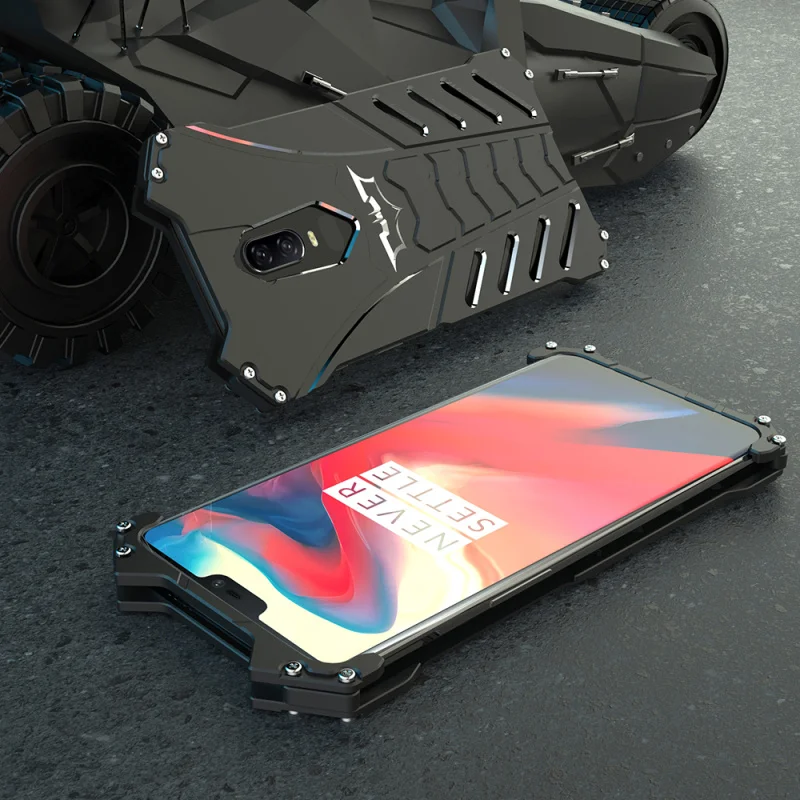 R-Just Batman Design Aluminum Metal Bumper Frame Shockproof Cover Case for OnePlus 6 / 5T Oneplus Skin Fundas Coque |