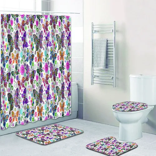 4 шт. большая бабочка Banyo Paspas ванная комната ковер туалет ванна коврик набор Нескользящие Tapis Salle De Bain Alfombra Bano - Цвет: As Picture