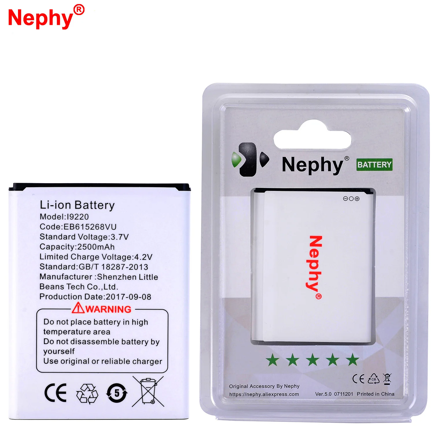 Оригинальный аккумулятор Nephy 2019 EB615268VU Для Samsung Galaxy Note N7000 GT I9220 2500 мАч батарея для