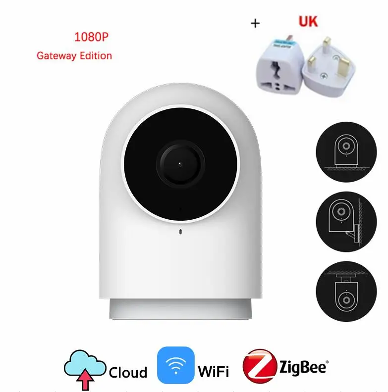 add UK adapter Xiaomi Aqara умная камера G2 1080P Gateway Edition Zigbee умная связь Wifi Беспроводная облачная домашняя безопасности - Цвет: add UK adapter