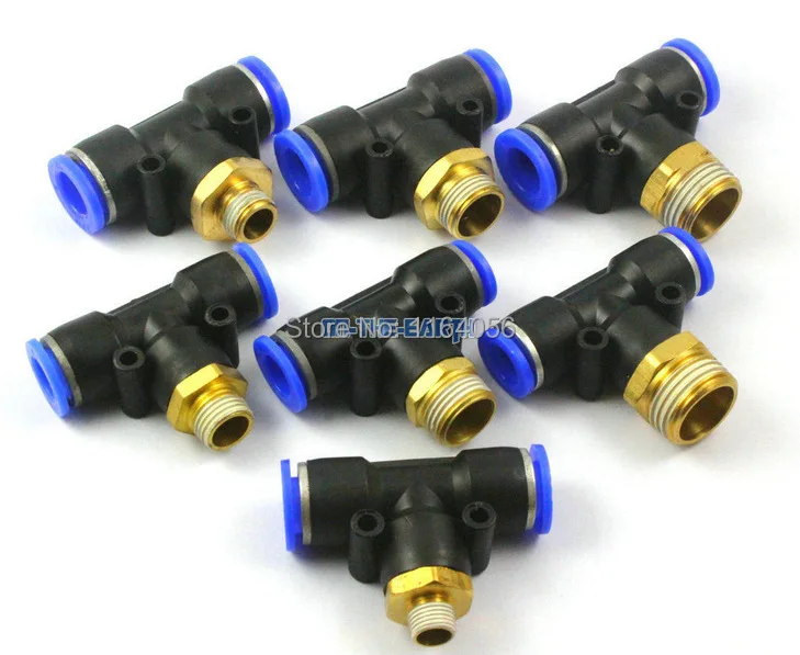 

10 шт. трубка OD 10 мм x BSPT 1/4 "штекер Тройник Пневматический Соединительный фитинг