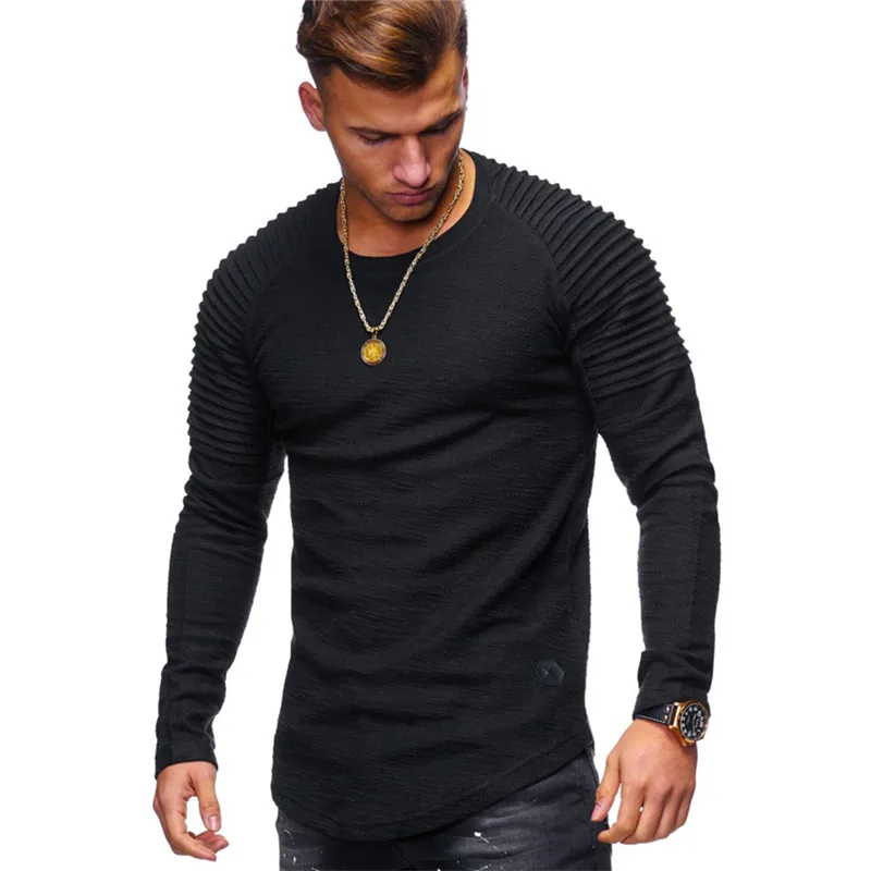 Модная футболка с рукавом реглан Мужская длинным Homme хип хоп уличная одежда