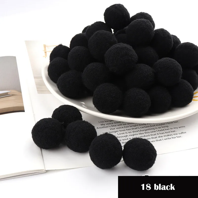 18 black Помпоном 8/10/15/20/25/30 мм Мини пышная Нижняя Pom Poms помпонами помпоном ручной работы набор «сделай сам» для ремесла домашнего декора Швейные принадлежности - Цвет: 18 black