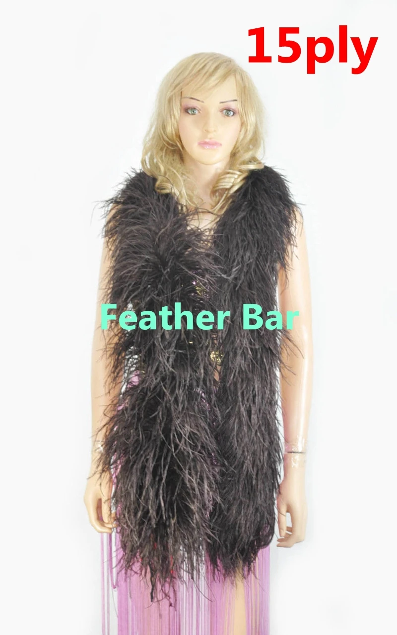 Роскошный черный костюм боа с перьями страуса длина 2 метра 10 м/лот Бесплатная