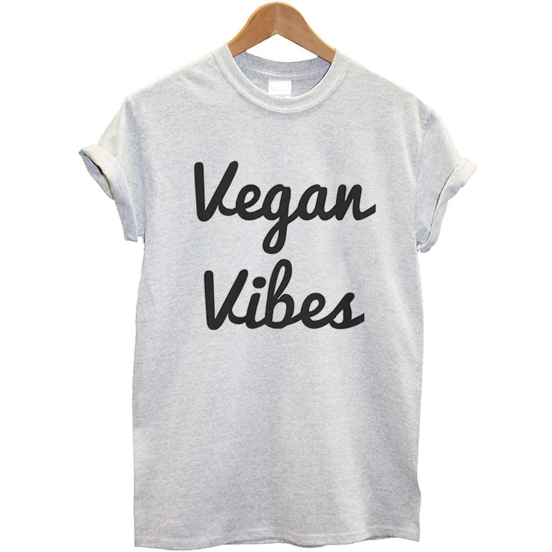 2018 Новое поступление футболка женская письмо Vegan Vibes печатная забавная с коротким