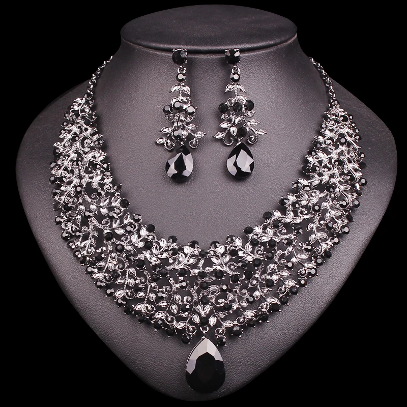 Комплект из сережек и ожерелья винтажные свадебные комплекты ювелирных изделий