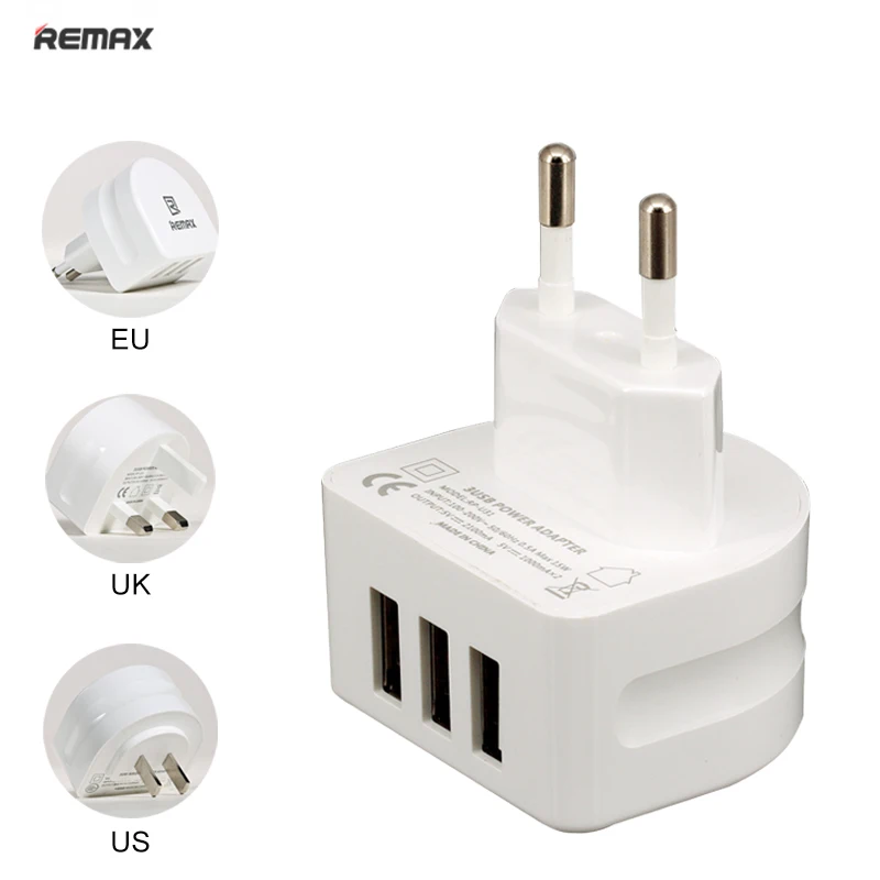 REMAX 3 порта USB смарт-зарядное устройство US/EU/UK мобильные телефоны адаптер питания быстрая зарядка универсальный для iPhone 7 6s 6 samsung Xiaomi LG