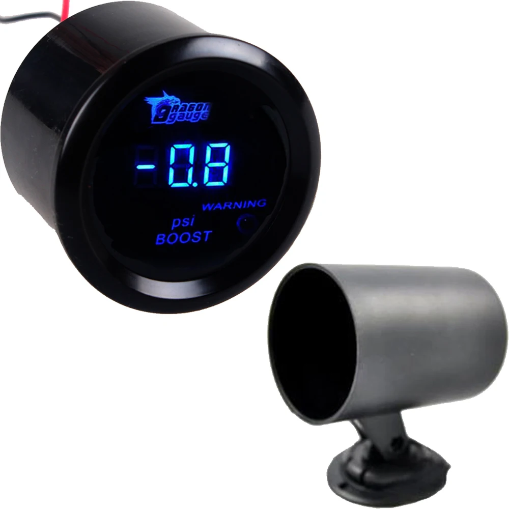 

EE support 2" 52mm Black Car Motor Digital Blue LED PSI Turbo Boost LED Gauge Meter + 52mm Black Pod Auto parts