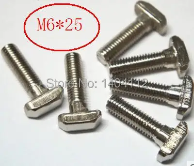 

M6 * 25 никелированная углеродистая сталь молотковая головка болт алюминиевый разъем Т-образные винты для 3030 алюминиевого профиля