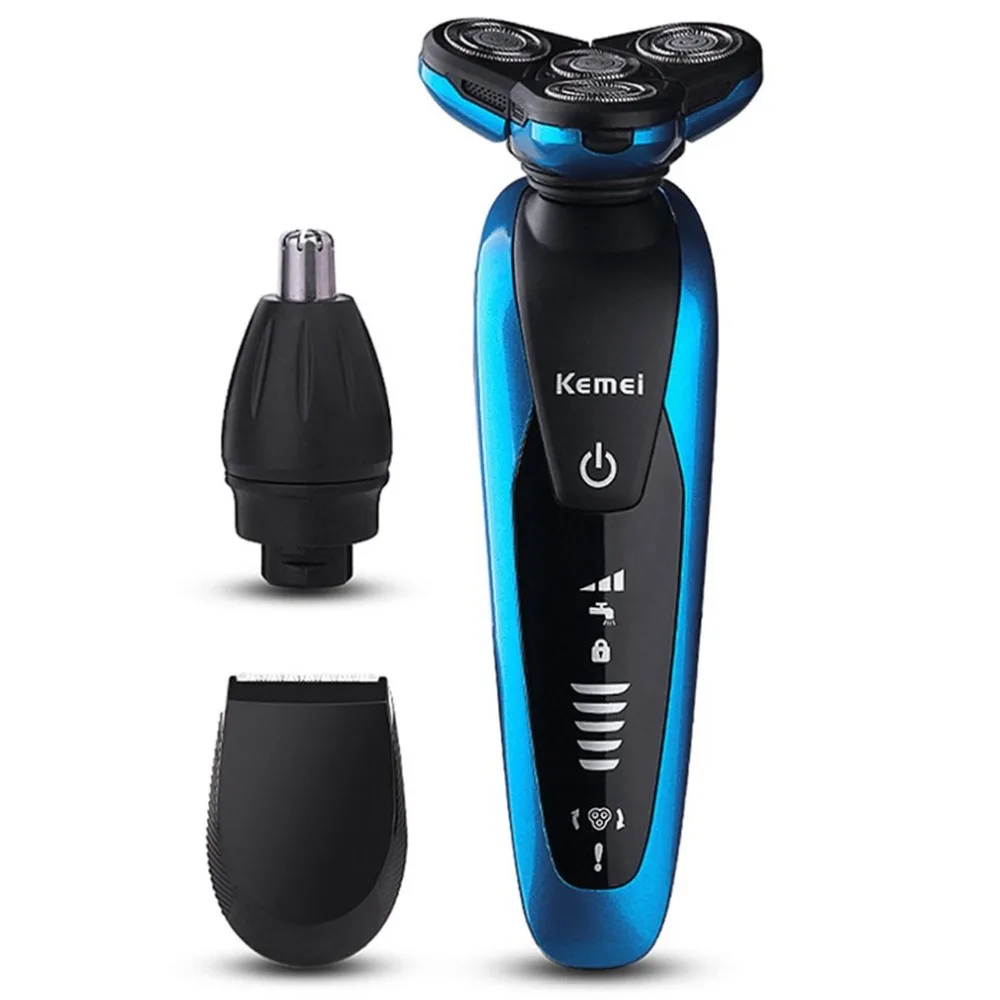 KEMEI KM-58892 3-в-1 Перезаряжаемые электрическая бритва моющиеся 3D плавающая Тройная лезвия электробритва Для мужчин Уход за лицом штепсельная вилка европейского стандарта