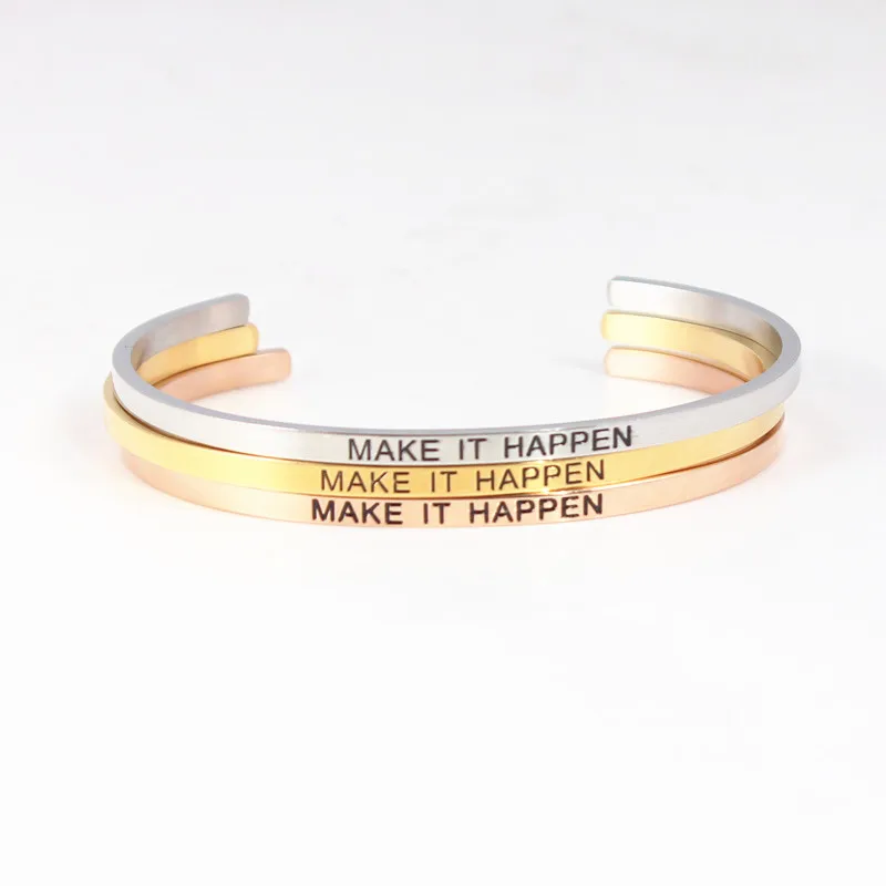 &quotMAKE IT HAPPEN&quot настраиваемый вдохновляющий цитата из нержавеющей стали ручной