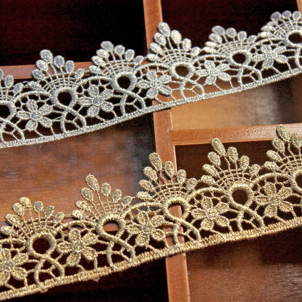 1 ярд золотая серебряная кружевная отделка лента вышитая тюль ткань для девочек