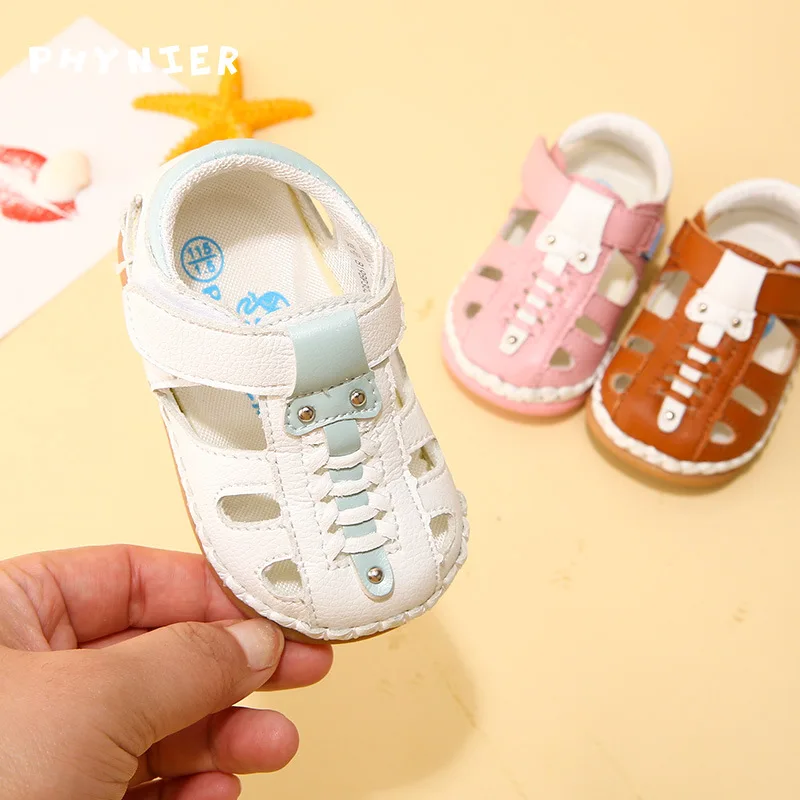 

Обувь с заклепками для детей 0-1-2 лет, обувь для маленьких мальчиков с мягкой подошвой, летние сандалии с отверстиями