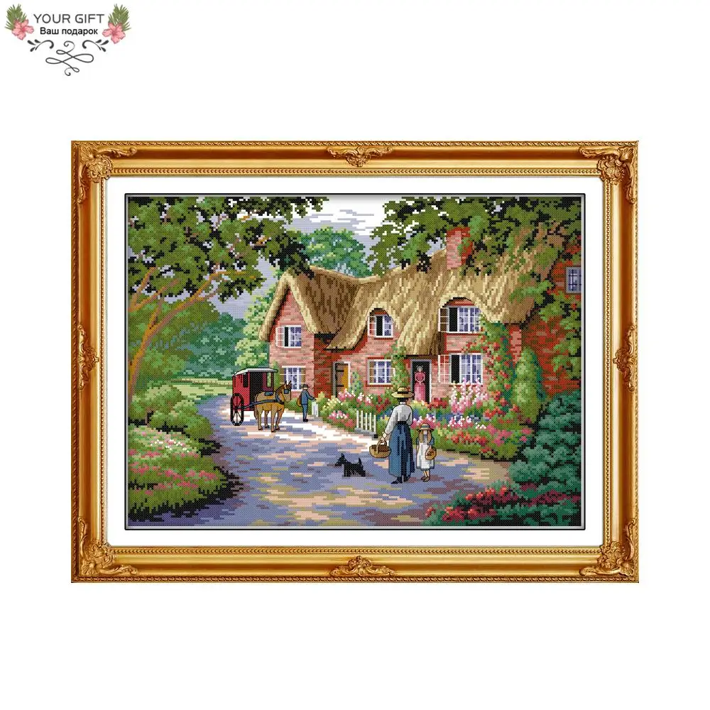 

Joy Sunday Country House Home Decoration F114 14CT 11CT Counted Stamped Life in Countryside Cross Stitch Kit