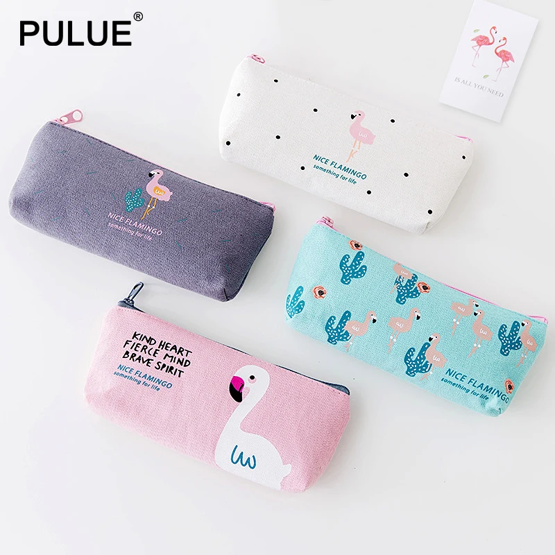 Новая модная косметичка с фламинго женские холщовые маленькие косметички