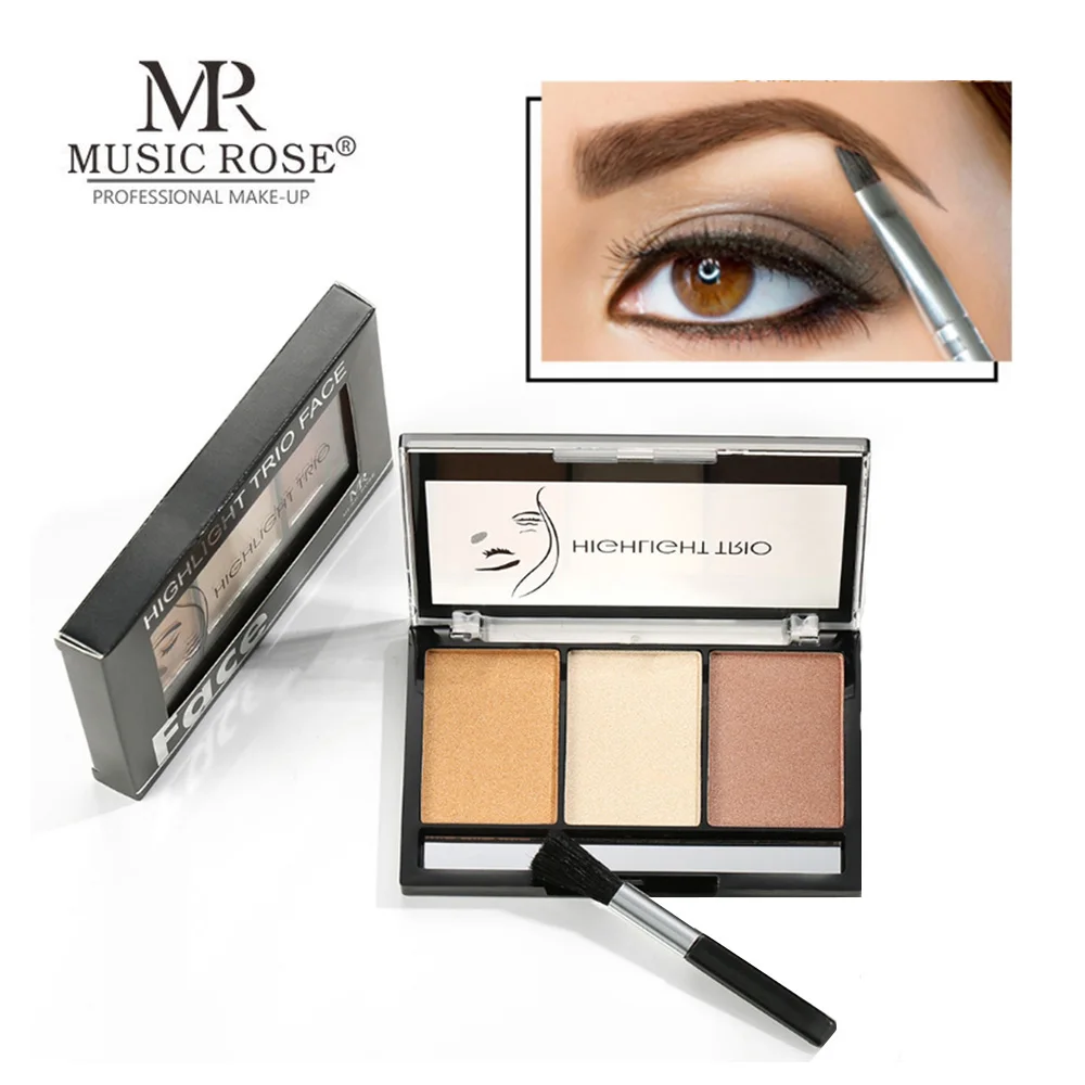 Музыка Роза мерцание золото highlighter пудра палитра основа для лица Золотой сияющий