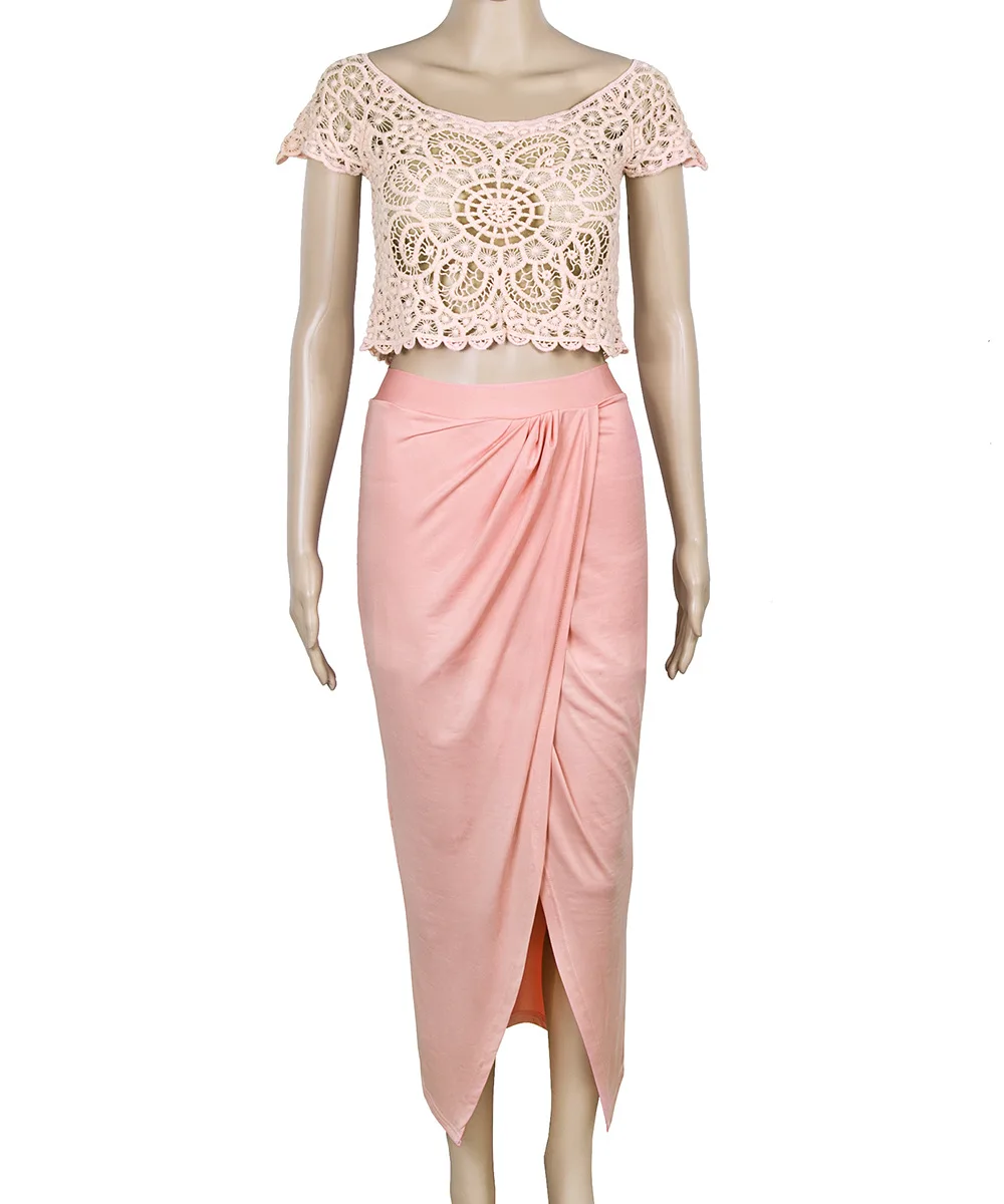 Женский элегантный кружевной комплект из 2 предметов Клубное платье 2018 женские