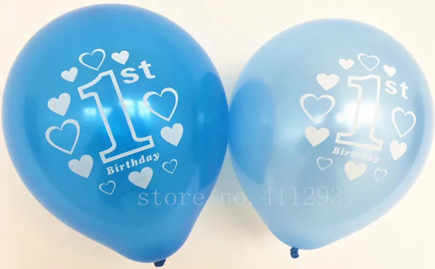 20 шт./лот воздушные шары с цифрами на первый день рождения принтом розовые синие