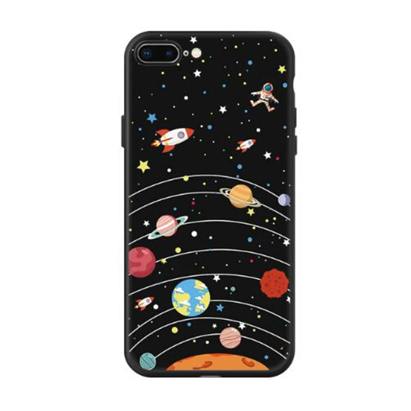 Модный Космический Чехол для iPhone X 7 6 6 S Plus 5 5S планета Луна Звезда Паук силиконовый чехол для iPhone 8 XS XR XSMAX чехол для телефона