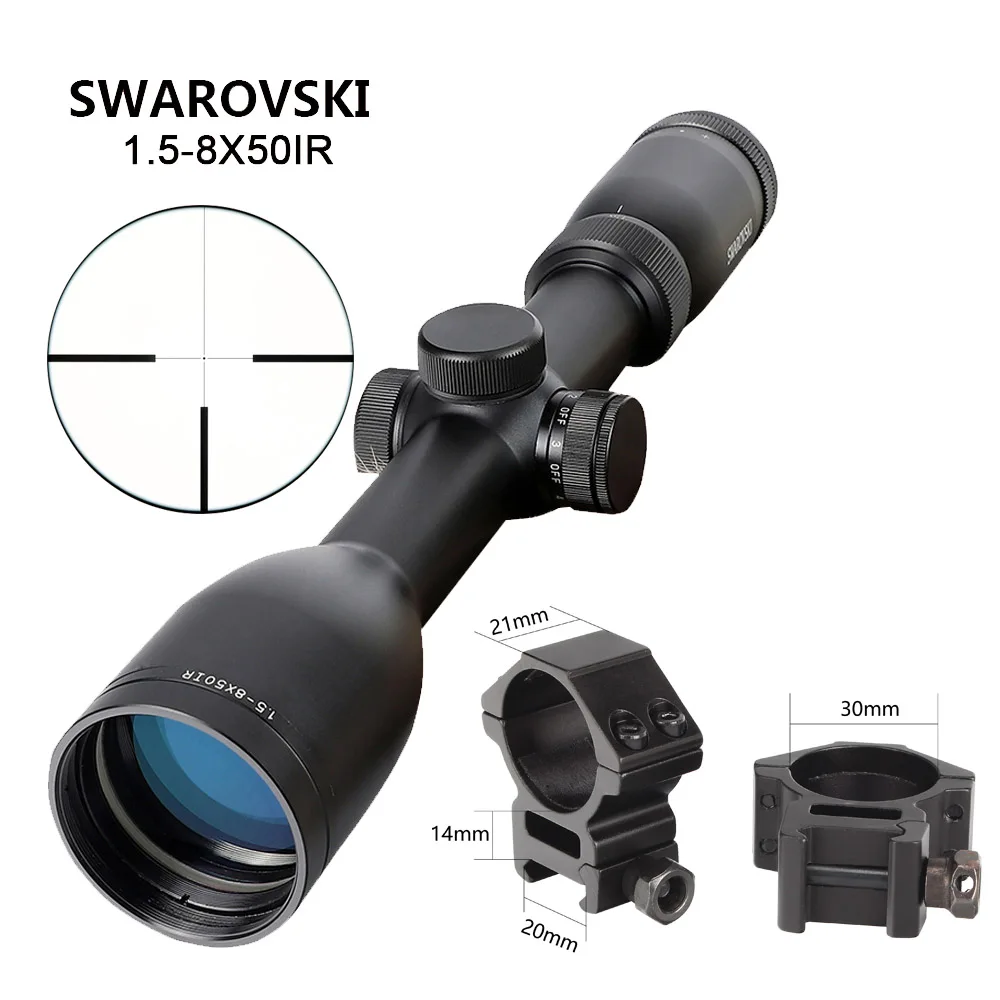 Охотничий 1,5-8X50 SFIR оптические прицелы красный Mil-dot стекло Сетка F40-1 перекрещивание винтовки прицелы полный размер тактический прицел - Цвет: 30mm-Picatinny-SZK