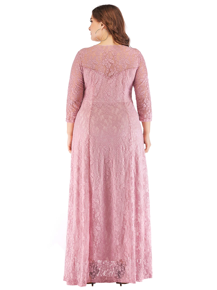 Роскошные кружевные цветочные платья знаменитостей для женщин, 3/4 рукав, свадебные вечерние платья подружки невесты, ТРАПЕЦИЕВИДНОЕ однотонное Ретро длинное платье 4xl 5xl 6xl
