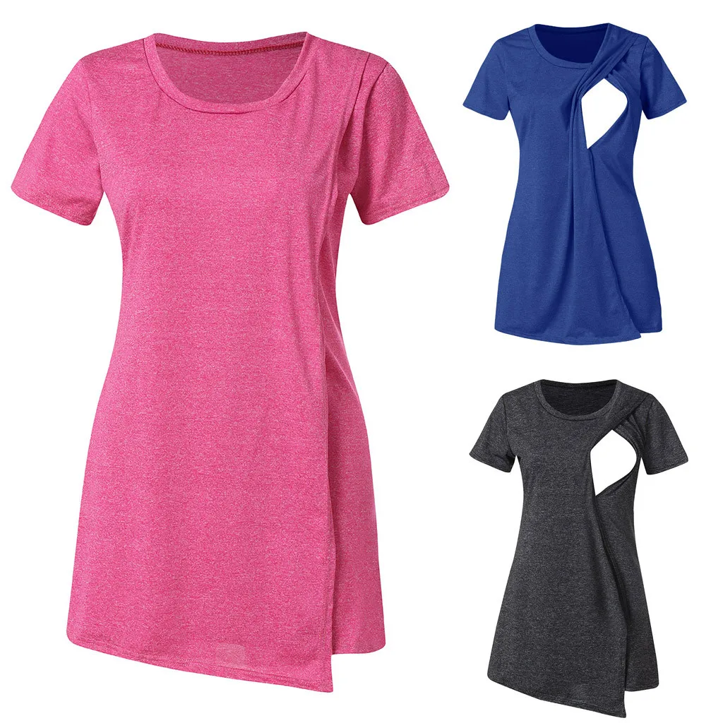 Women's Maternity Breastfeeding Tunic Short Sleeve Layered Nursing Tops Blouse Allaitement Vetement Femme 2019 Ropa Mujer | Мать и