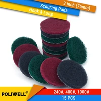 scrub pad 15pcs 3 inch 75mm flocking industrial scouring pads heavy duty 2404001000 nylon polishing pad for kitchen cleaning