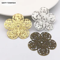 20 pcs 36mm 3colors metal filigree flowers slice charms base setting diy jewelry components findings