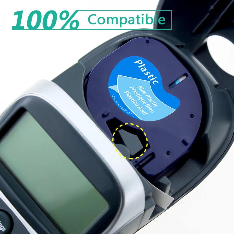 Greateam 1 шт. 91205 совместимый для DYMO LetraTag этикетки ленты 91225 91335 59426 черный на голубом 12