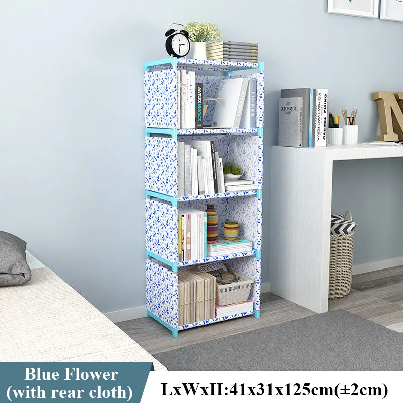 Blue 5L B Многослойная простая книжная полка нетканый настенный шкаф для хранения мелочей может быть перемещен книжный шкаф креативное Современное украшение дома - Цвет: Blue 5L B