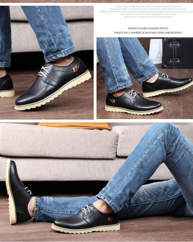 FABRECANDY Plus size 37-48 Men Shoes England Trend Casual Leather Breathable Male Footear Loafers Men's Flats | Обувь