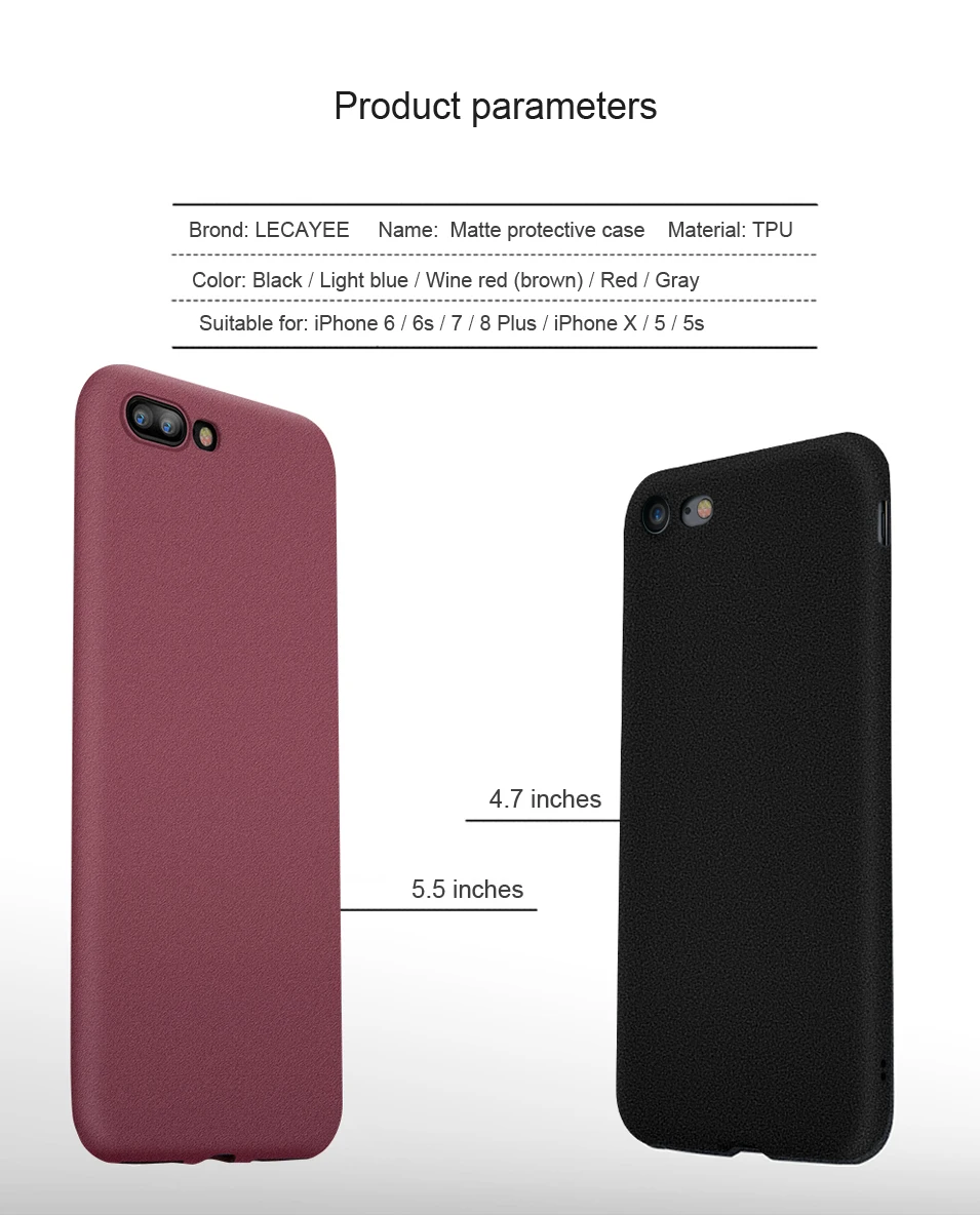 LECAYEE чехол для Apple iphone 7 6s 8 Plus X R XS 5S чехол полное покрытие TPU Мягкий матовый сенсорный защитный чехол