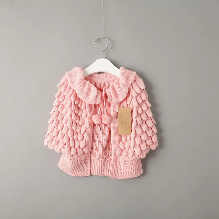 Розовый Ins/Лидер продаж Милая Одежда для маленьких девочек; свитер, вязаный крючком куртка-кардиган ярких розового, желтого, красного цвета Демисезонный верхняя одежда - Цвет: Розовый
