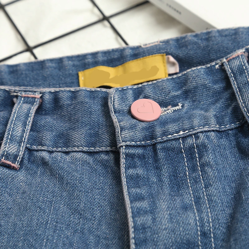 Новинка 2018 Pring женские джинсы полная длина оборки карманы милый медведь вышивка