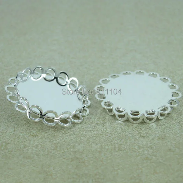 Пустые двухслойные Круглые кружевные Подвески петли посеребренные латунные