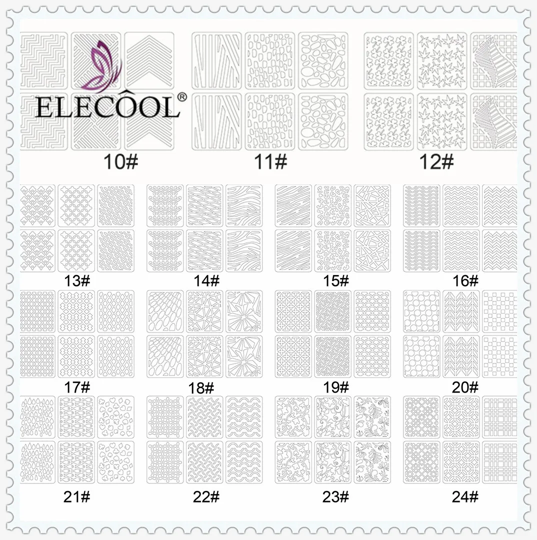ELECOOL 24/12 шт голографический лазер полые наклейки для ногтей, Фольга Роуз огонь и с принтом «Цветущий 3D ногтевое искусство, переводные наклейки на ногти