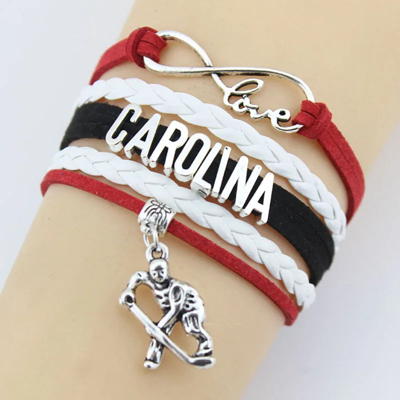 Бесконечность любовь Carolina браслеты хоккейная команда очарование ручной работы