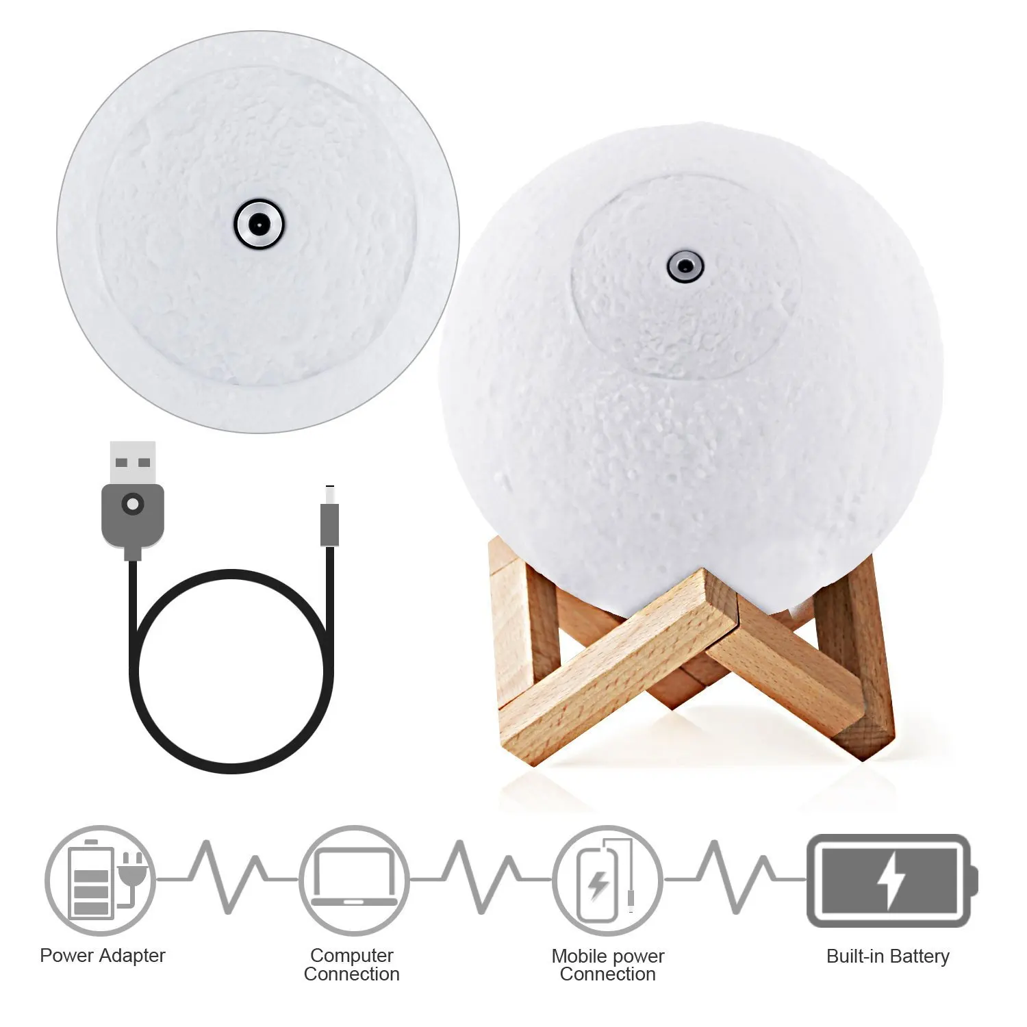 

Cool gift smart light, round touch night light, 3D print chargeable smart touch lamp for night, dimmable LED light, Size d12cm
